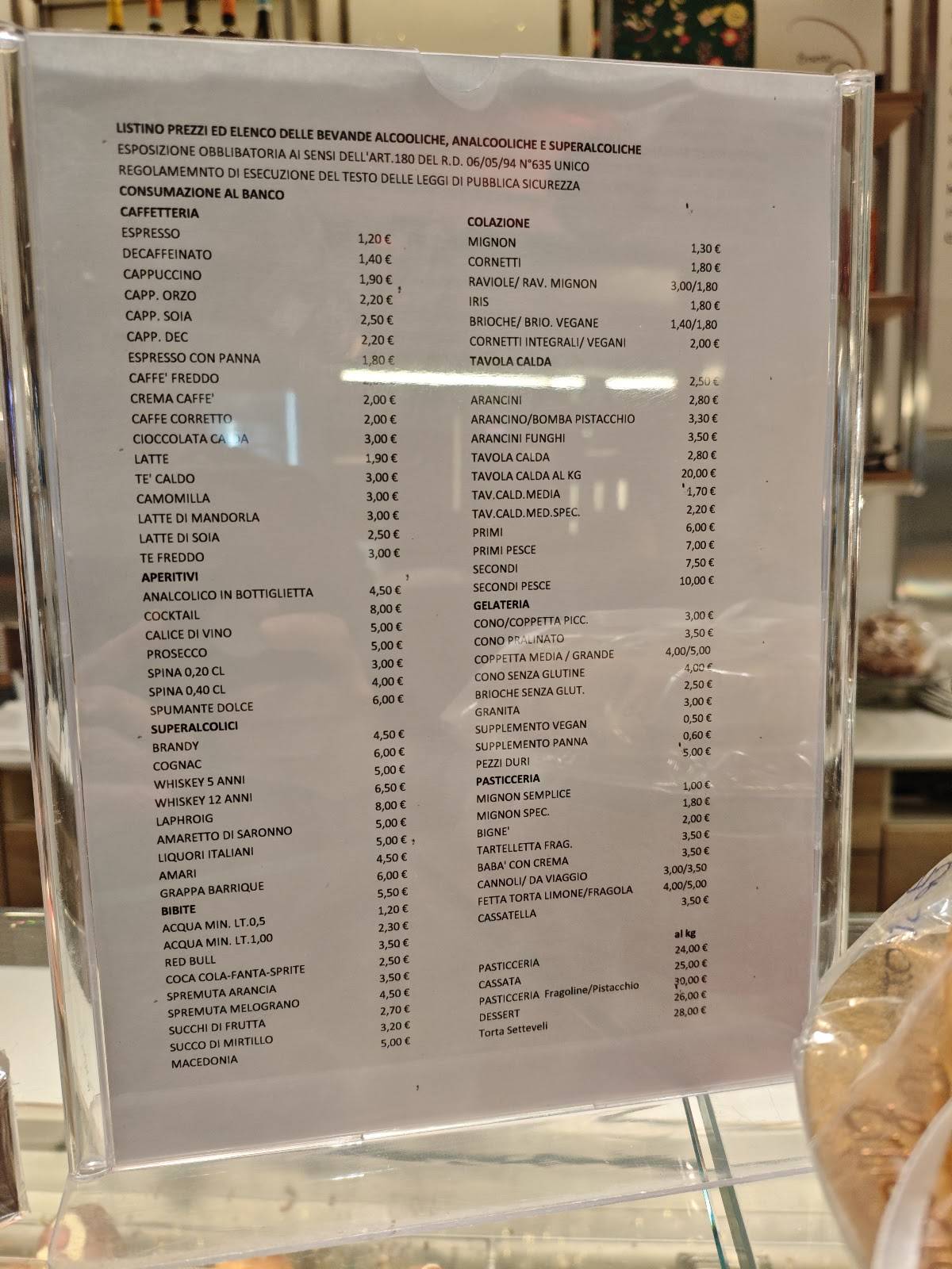 Menu di Gelateria Bar Ernesto 