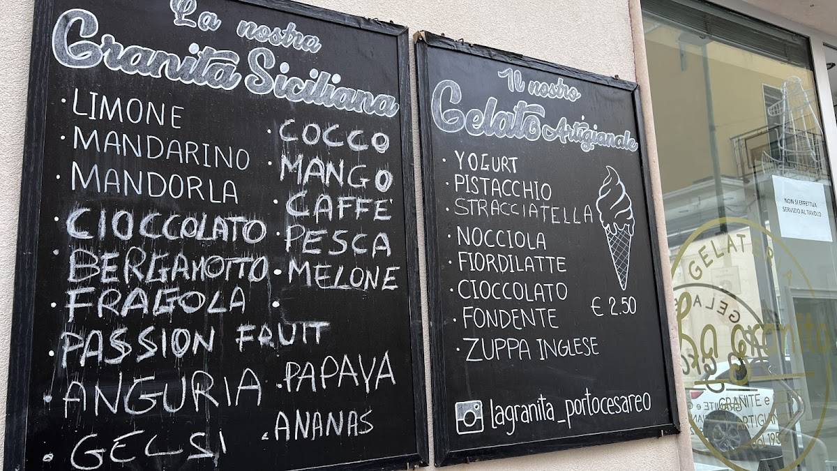 Menu di Gelateria La Granita Porto Cesareo 