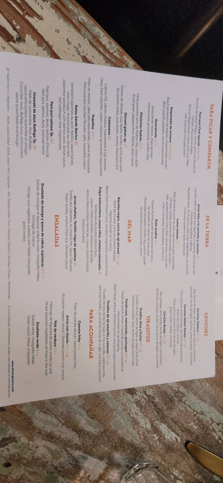 Menu de ALMA Restaurant