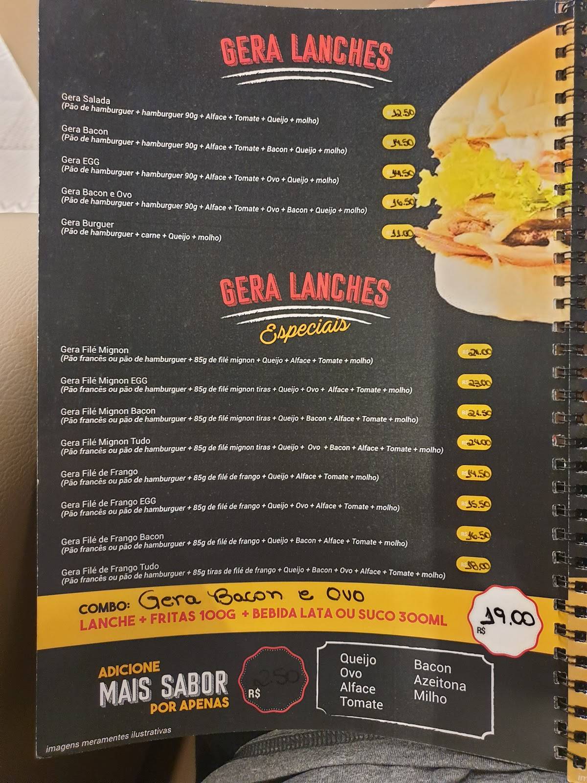Restaurante Gera Grill Burguer cardápio