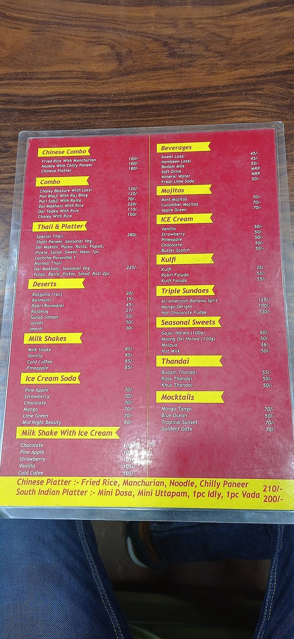 Shri Brij Sweets & Restaurant menu