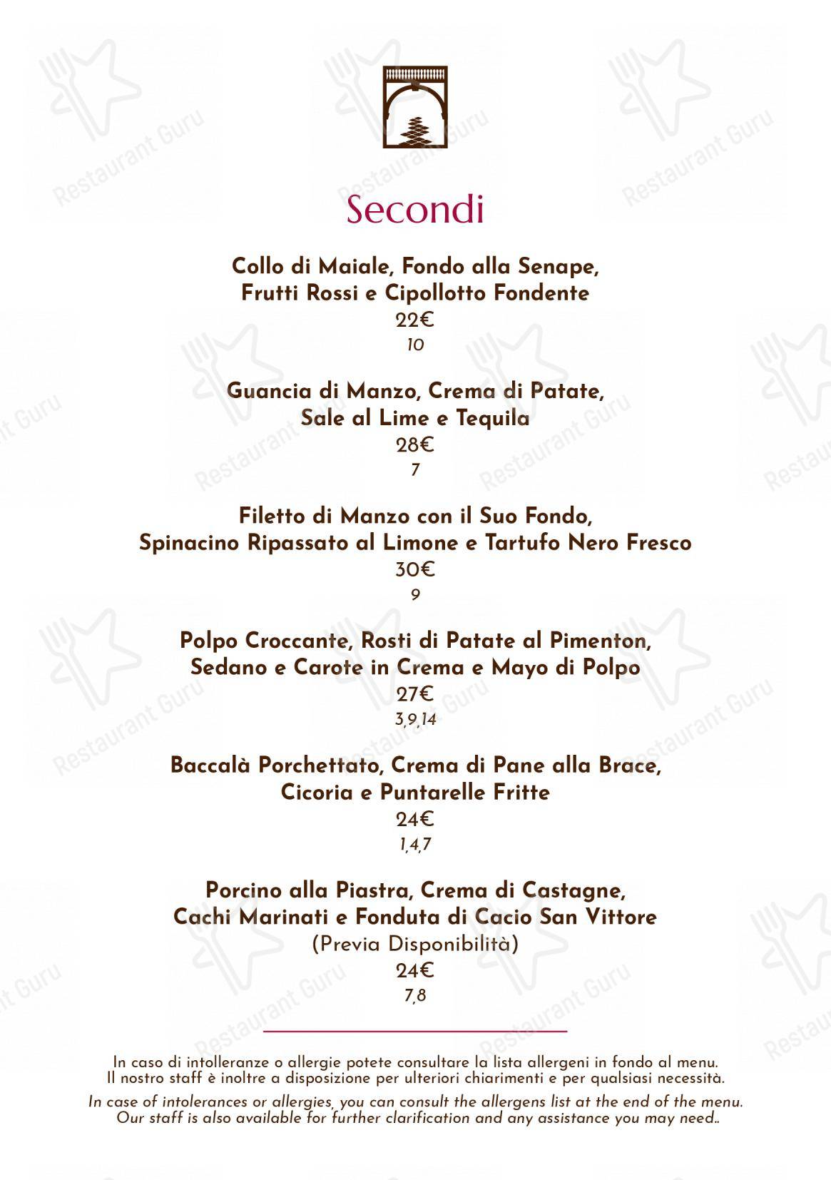 Giulia Restaurant in Roma - Menu