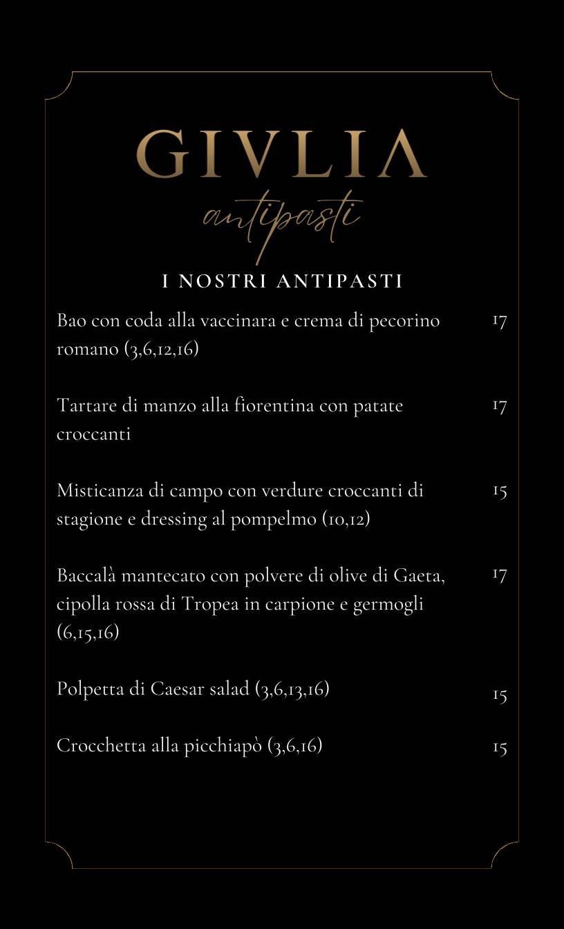 Menu di Giulia Restaurant 