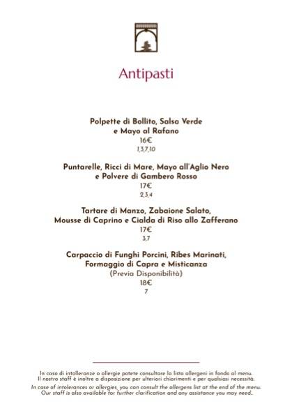 Menu di Giulia Restaurant 