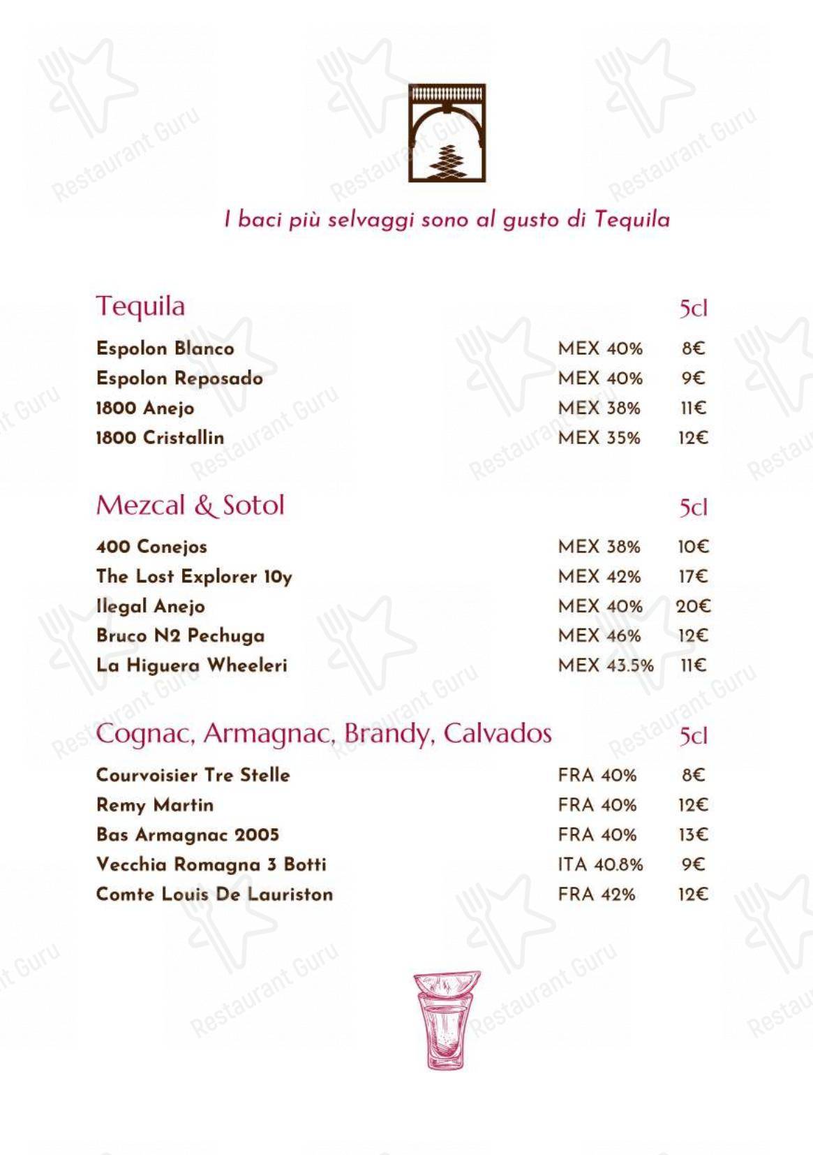 Menu bar per Giulia Restaurant ristorante