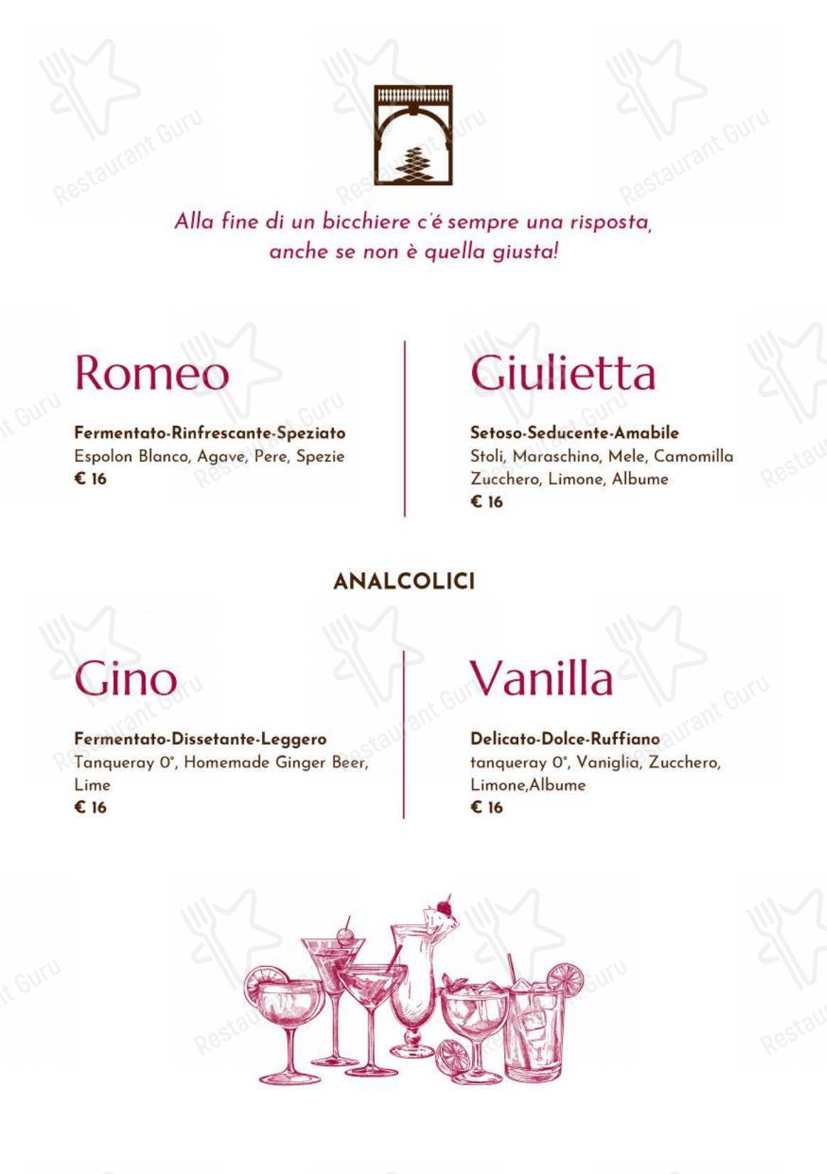 Menu bar per Giulia Restaurant ristorante