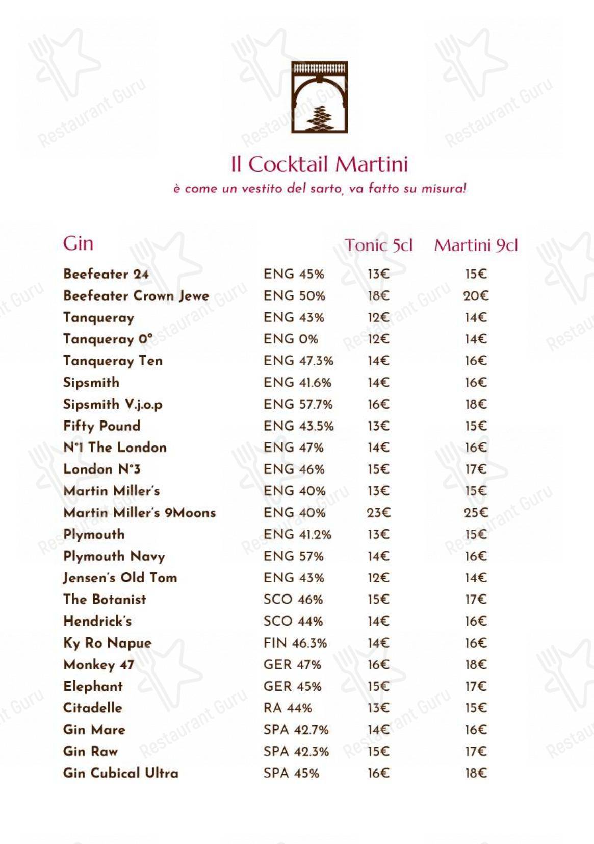 Menu bar per Giulia Restaurant ristorante