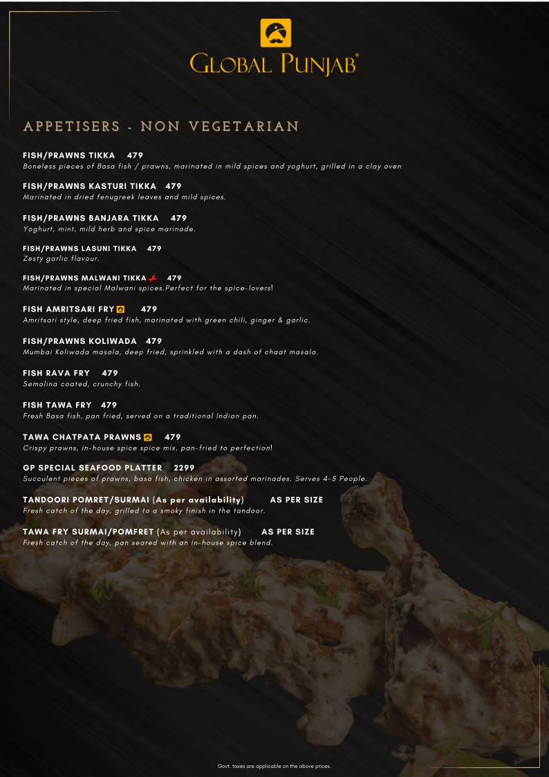 Global Punjab, Baner-Pashan Link Road menu