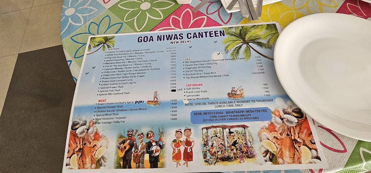 Goa Niwas menu
