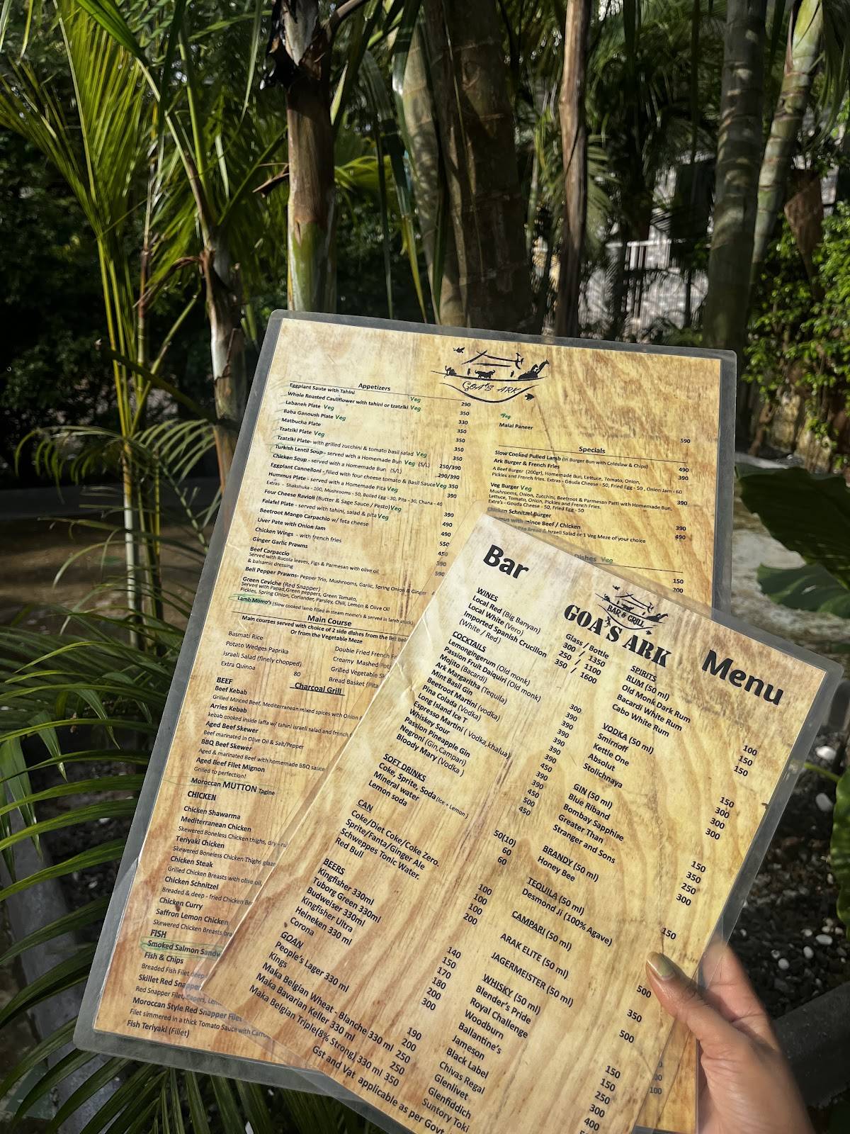 Goa’s Ark - Bar & Grill menu