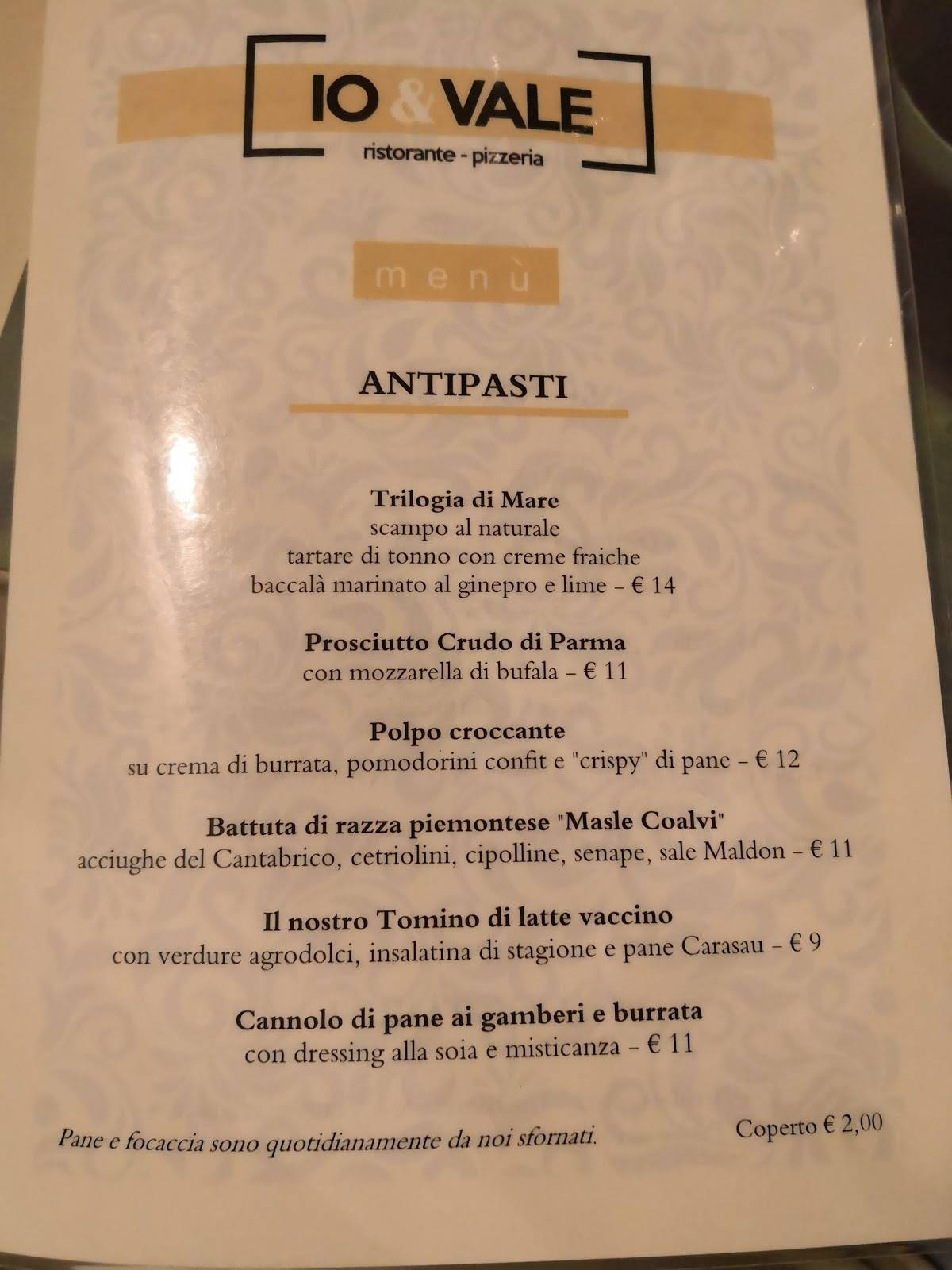 Menu di Io e Vale 