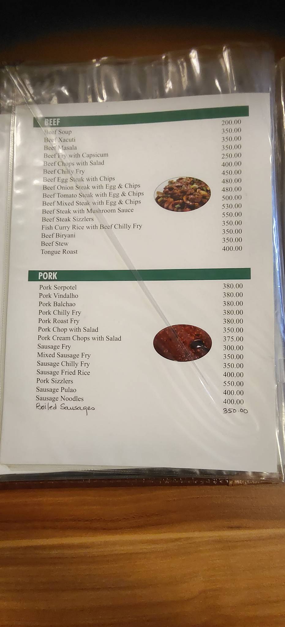 Godinho Bar and Restaurant menu