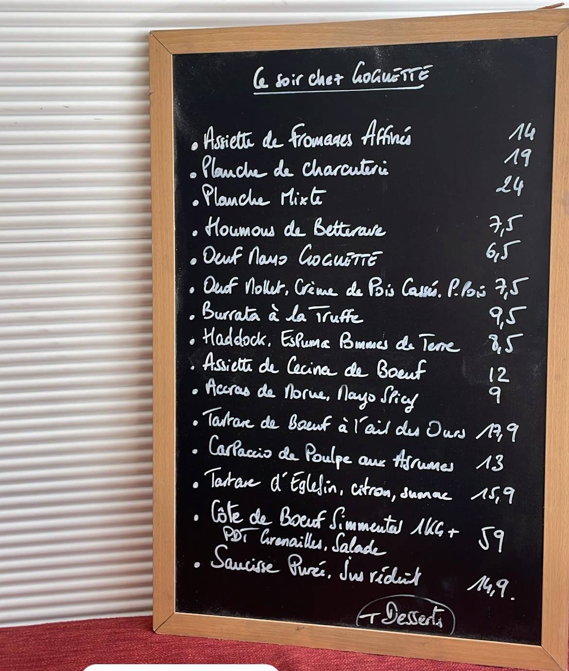 Menu de Goguette - Bistrot, Bar à Vins