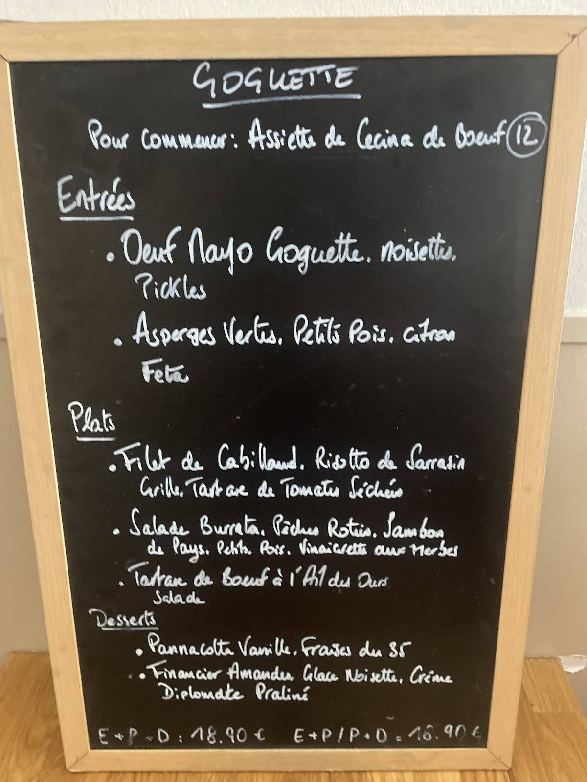 Menu de Goguette - Bistrot, Bar à Vins