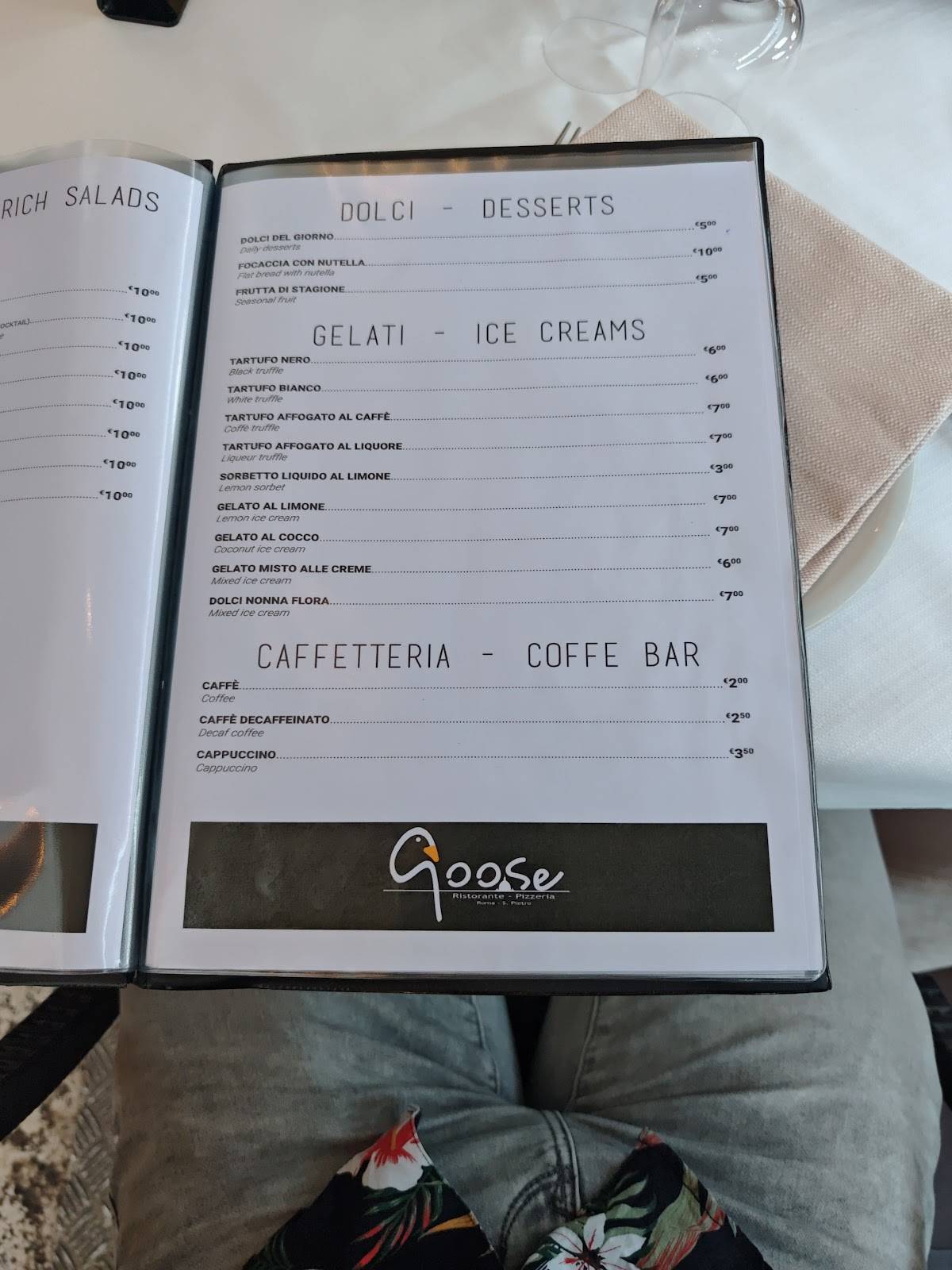 Menu di Goose 