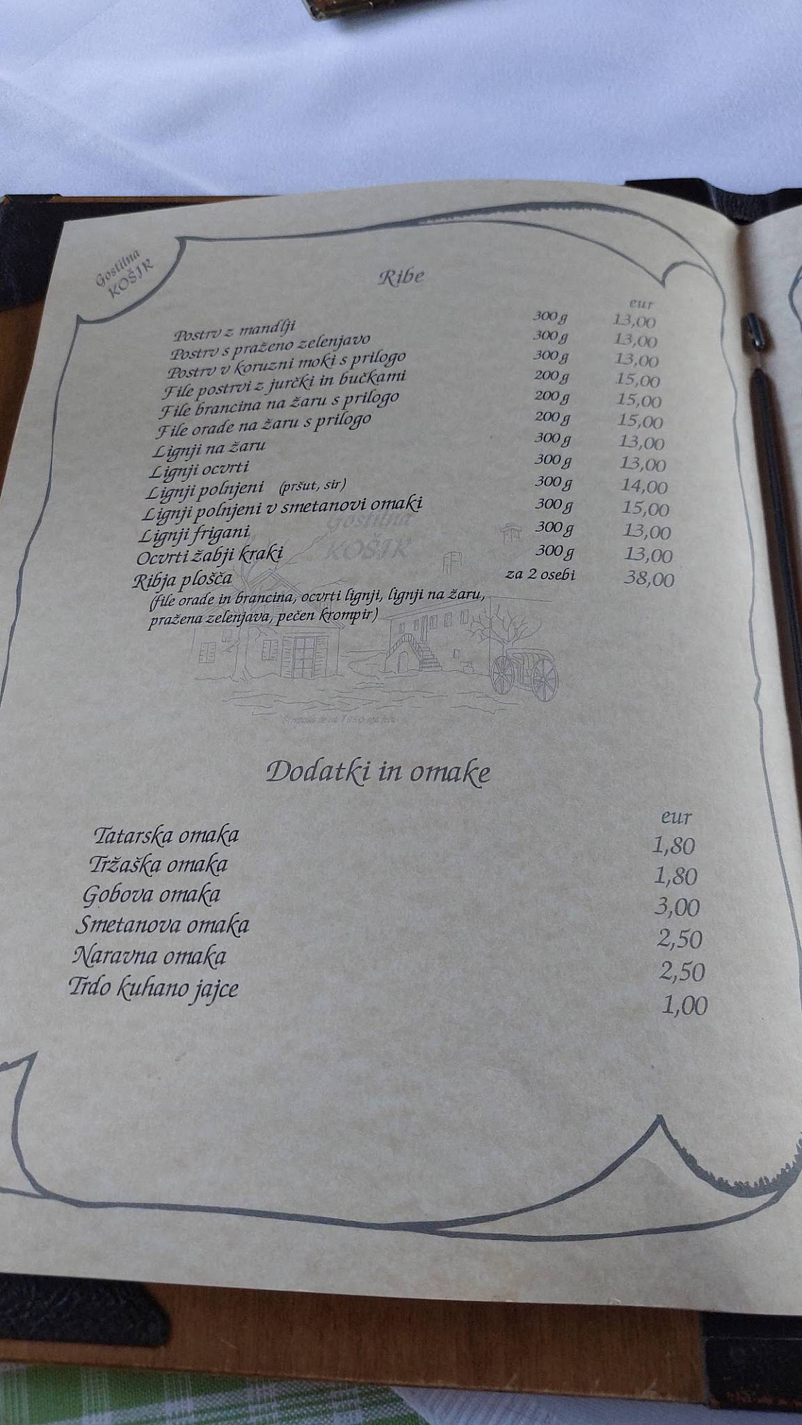 Menu di Gostilna Košir 