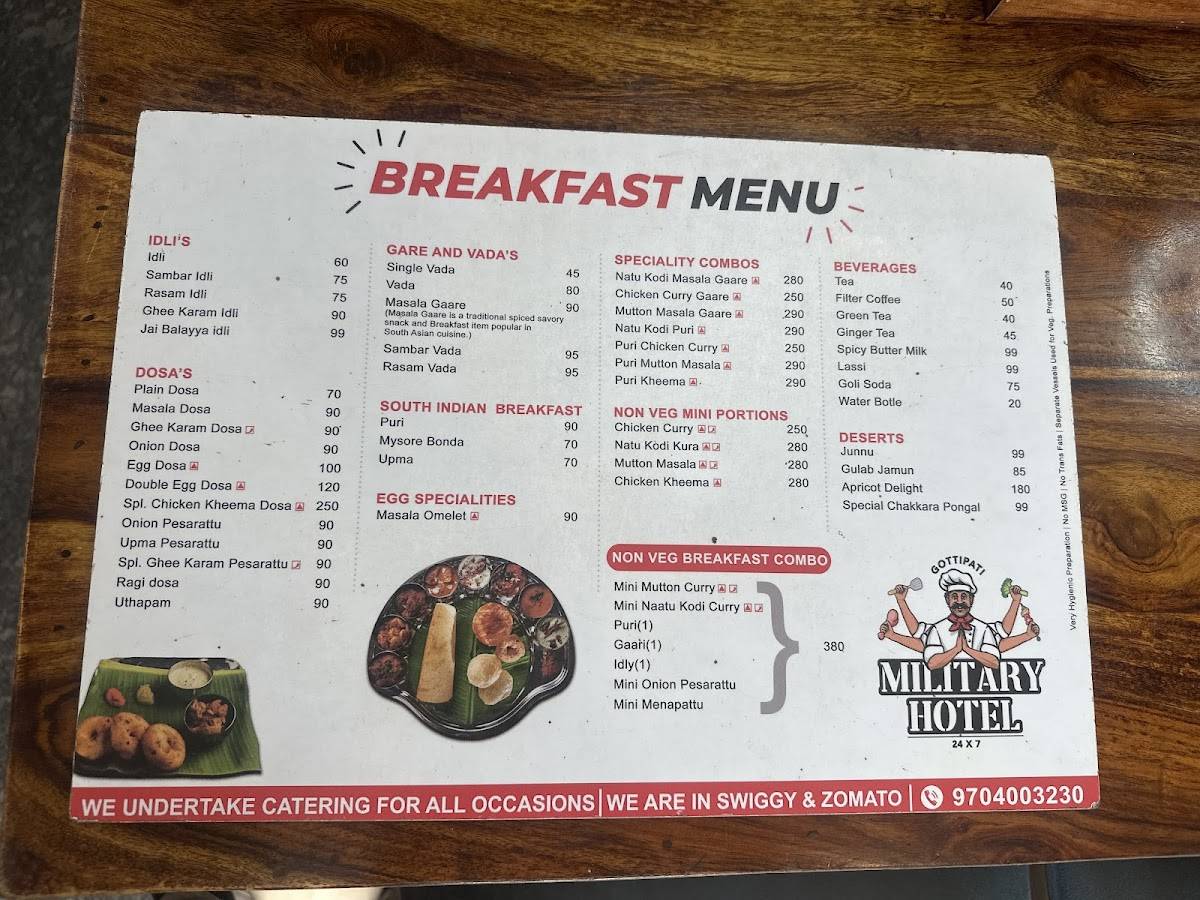 Gottipati Military Hotel menu