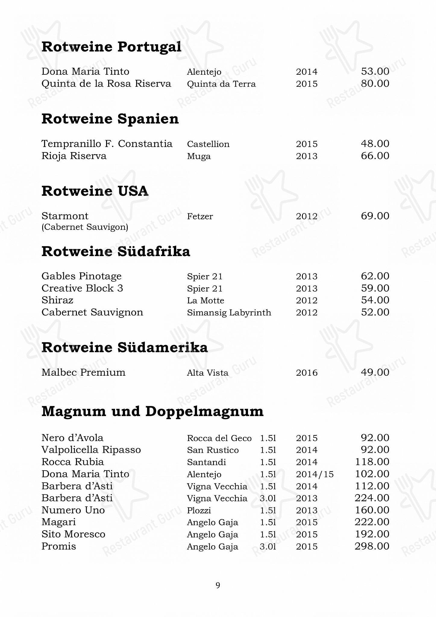 Grampi’s Bar & Restaurant in Zermatt - Ночное меню