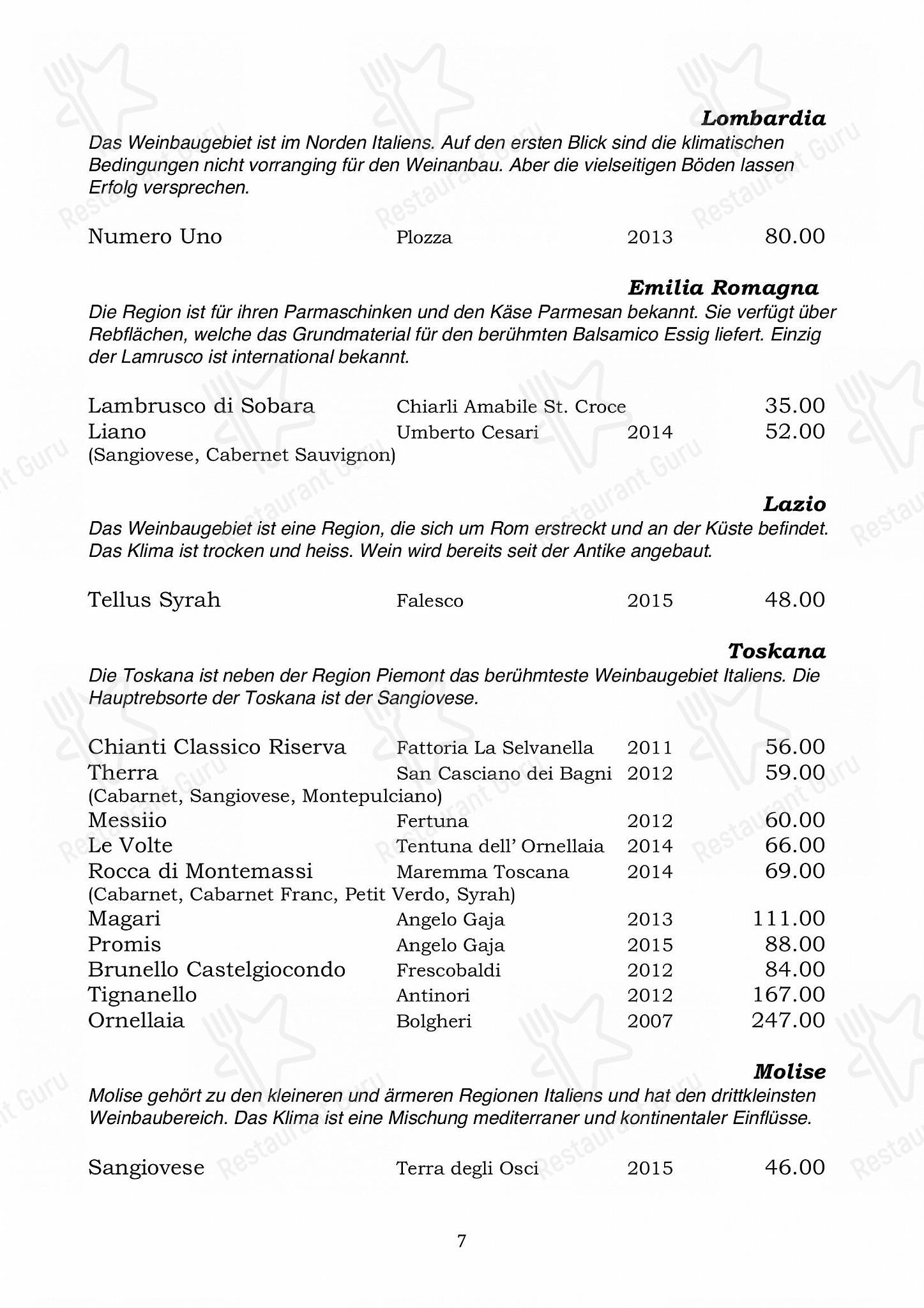 Grampi’s Bar & Restaurant in Zermatt - Ночное меню