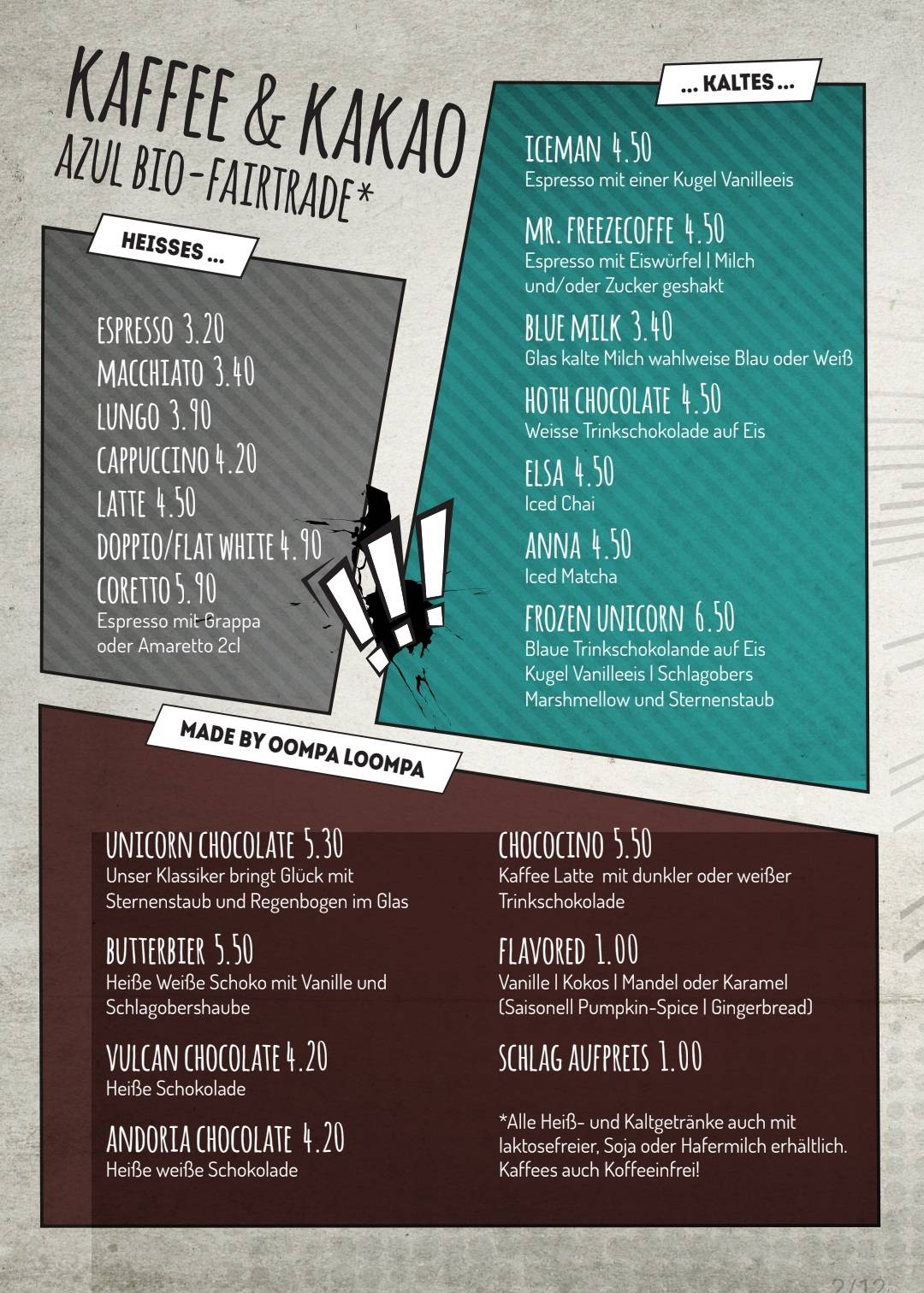 Menu de Geek's Café-Bar