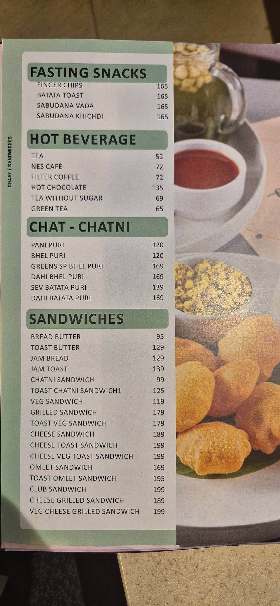 Greens Veg Restaurant menu