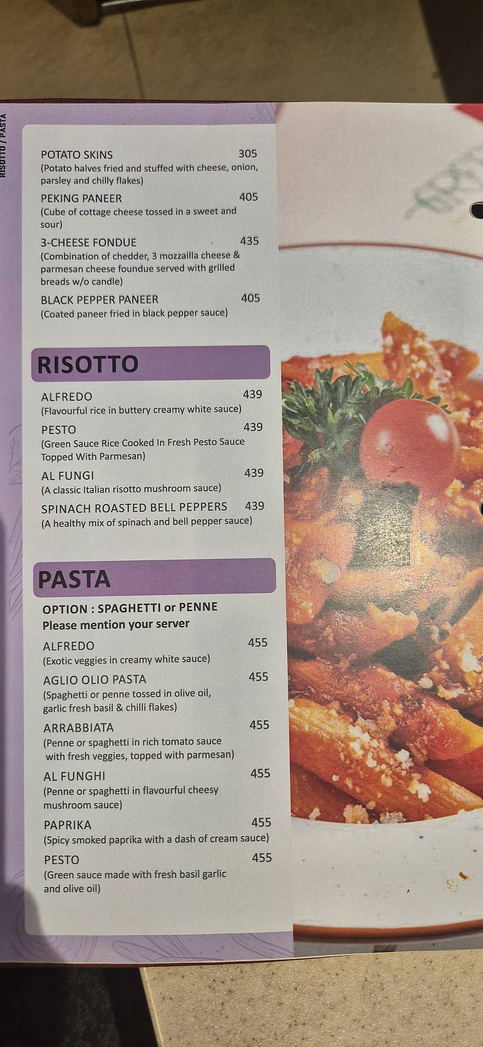 Greens Veg Restaurant menu