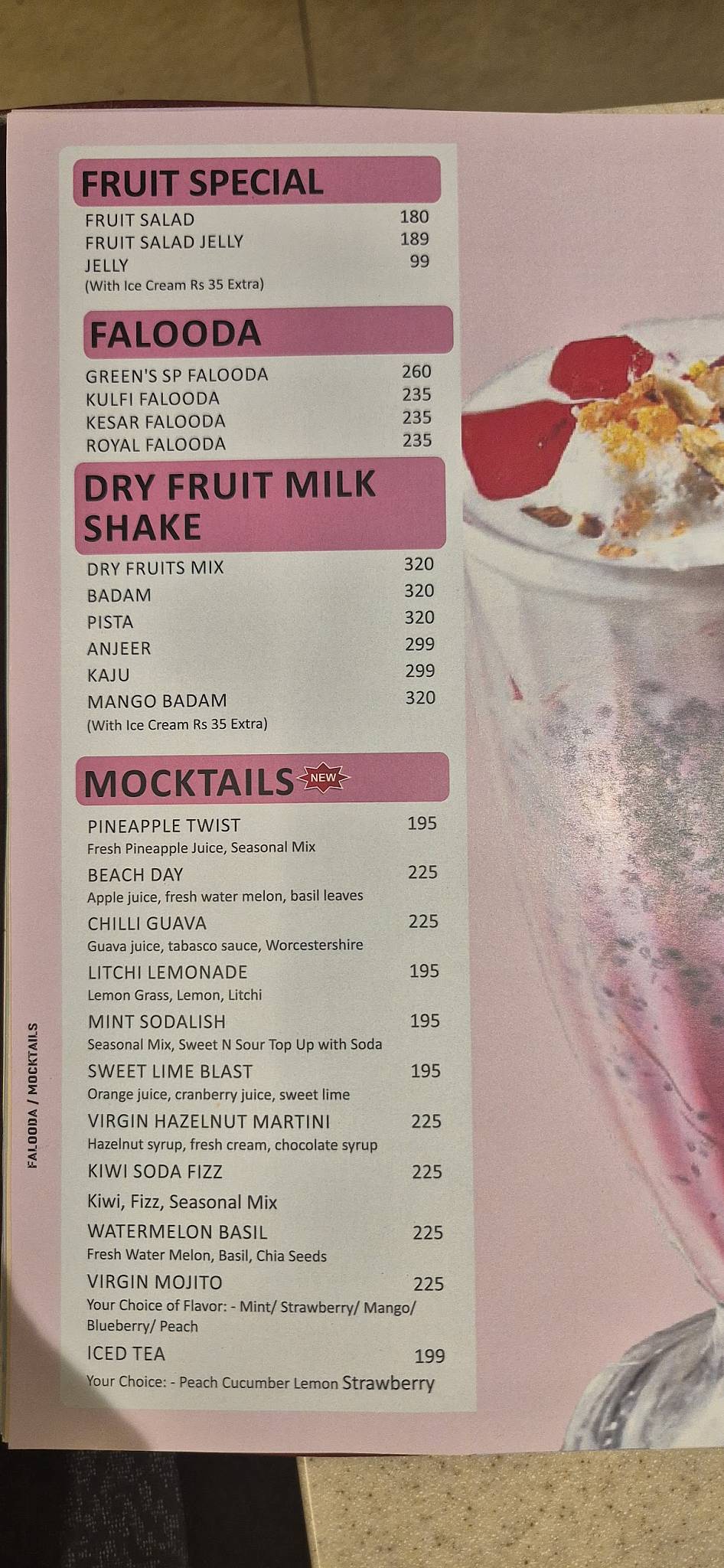 Greens Veg Restaurant menu