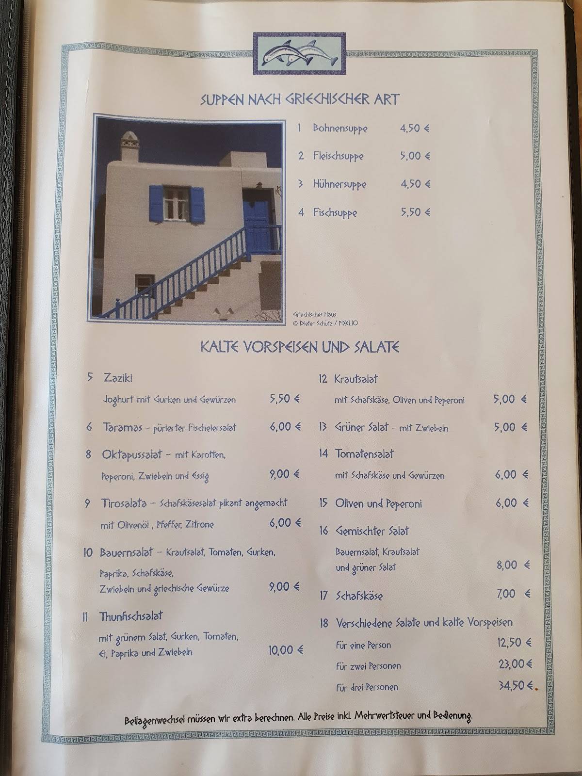 Menu de Griechisches Restaurant Delphin