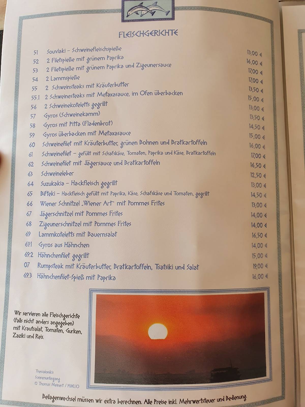 Menu de Griechisches Restaurant Delphin