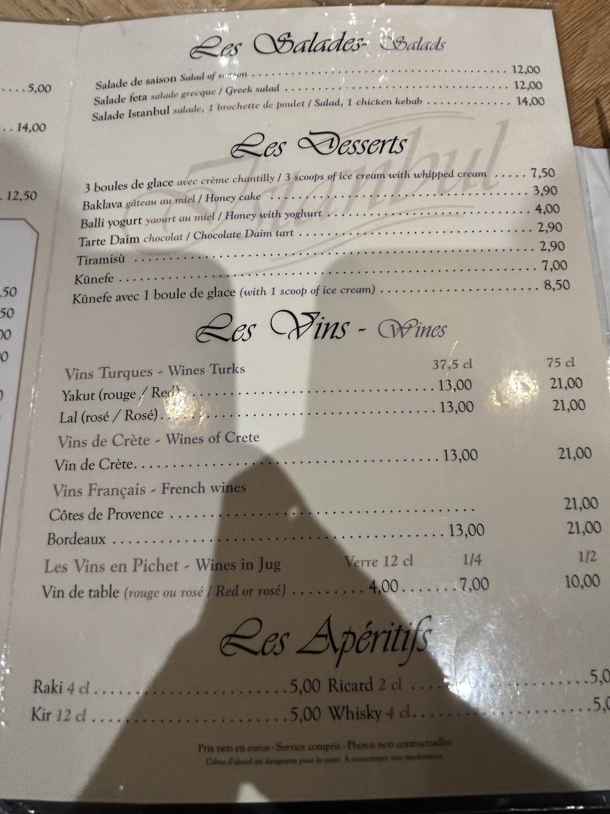 Menu de Grill Istanbul