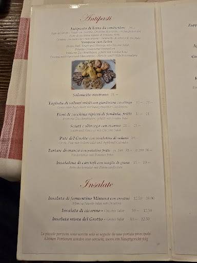 Menu di Grotto Pojana 