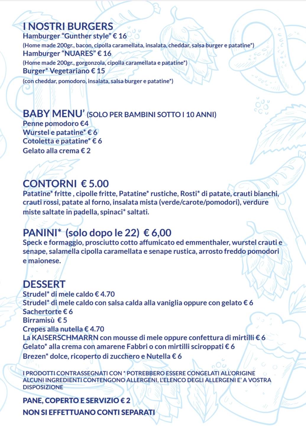 Menu di Gunther Stube 