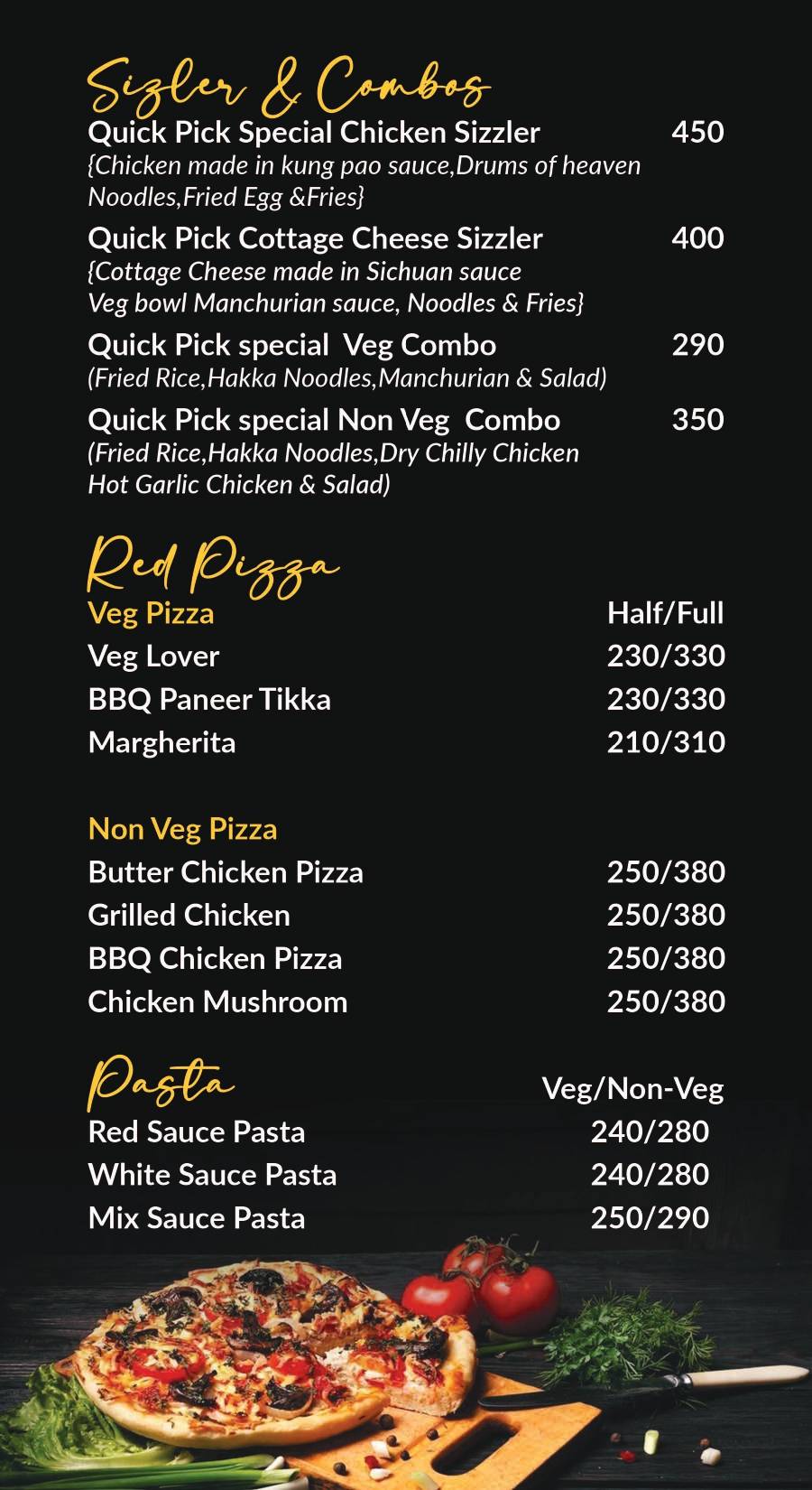 Quick pick menu