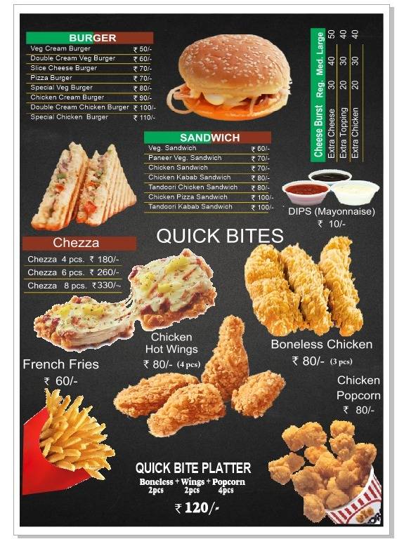 Pizza Fun menu