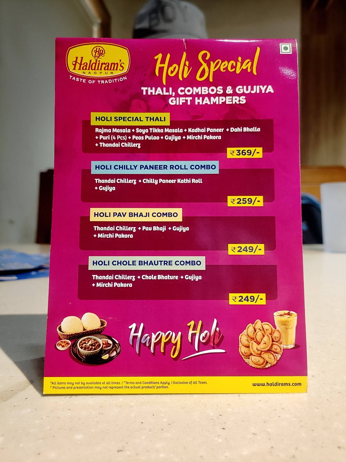 Haldiram's menu