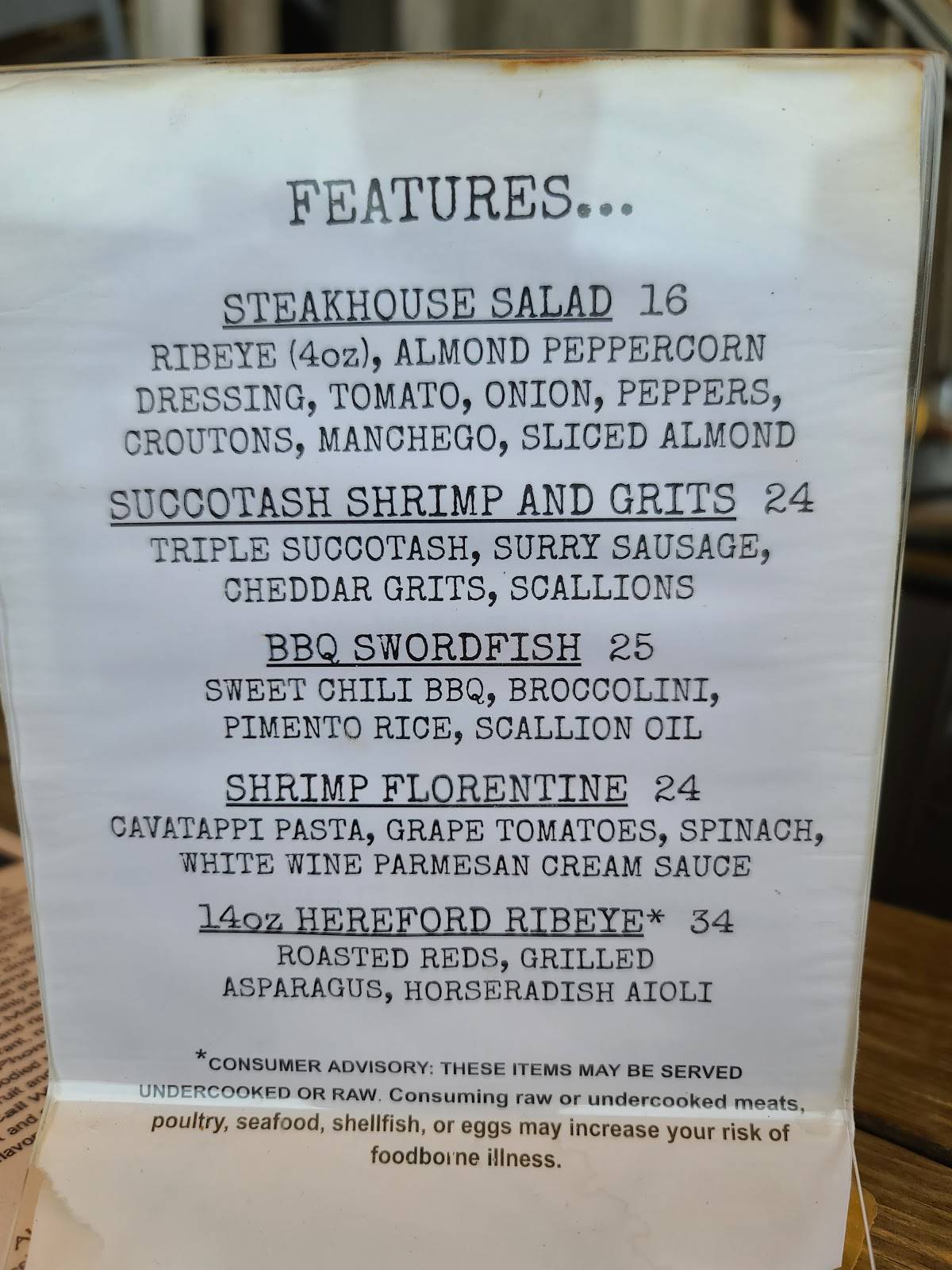 Menu at The Deadrise restaurant, Hampton, 100 McNair Dr