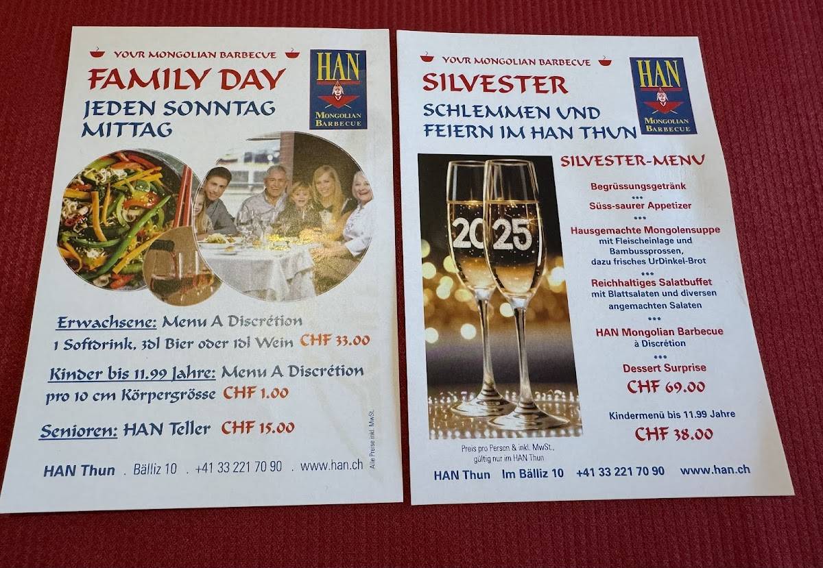 Menu di Han Mongolian Barbecue 