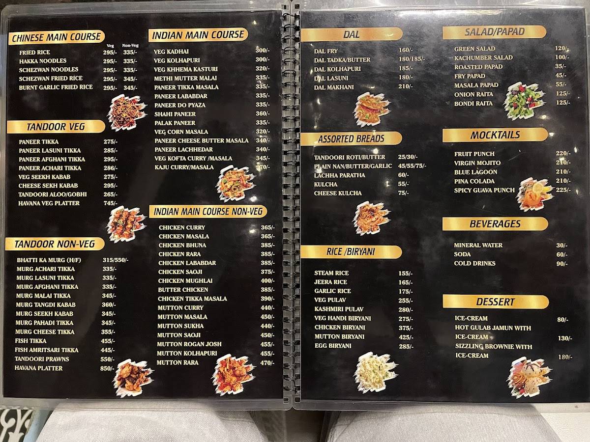 Havana Restro menu