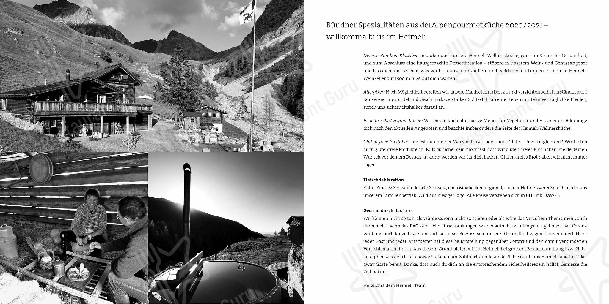 Menu di Berggasthaus Heimeli - 菜单