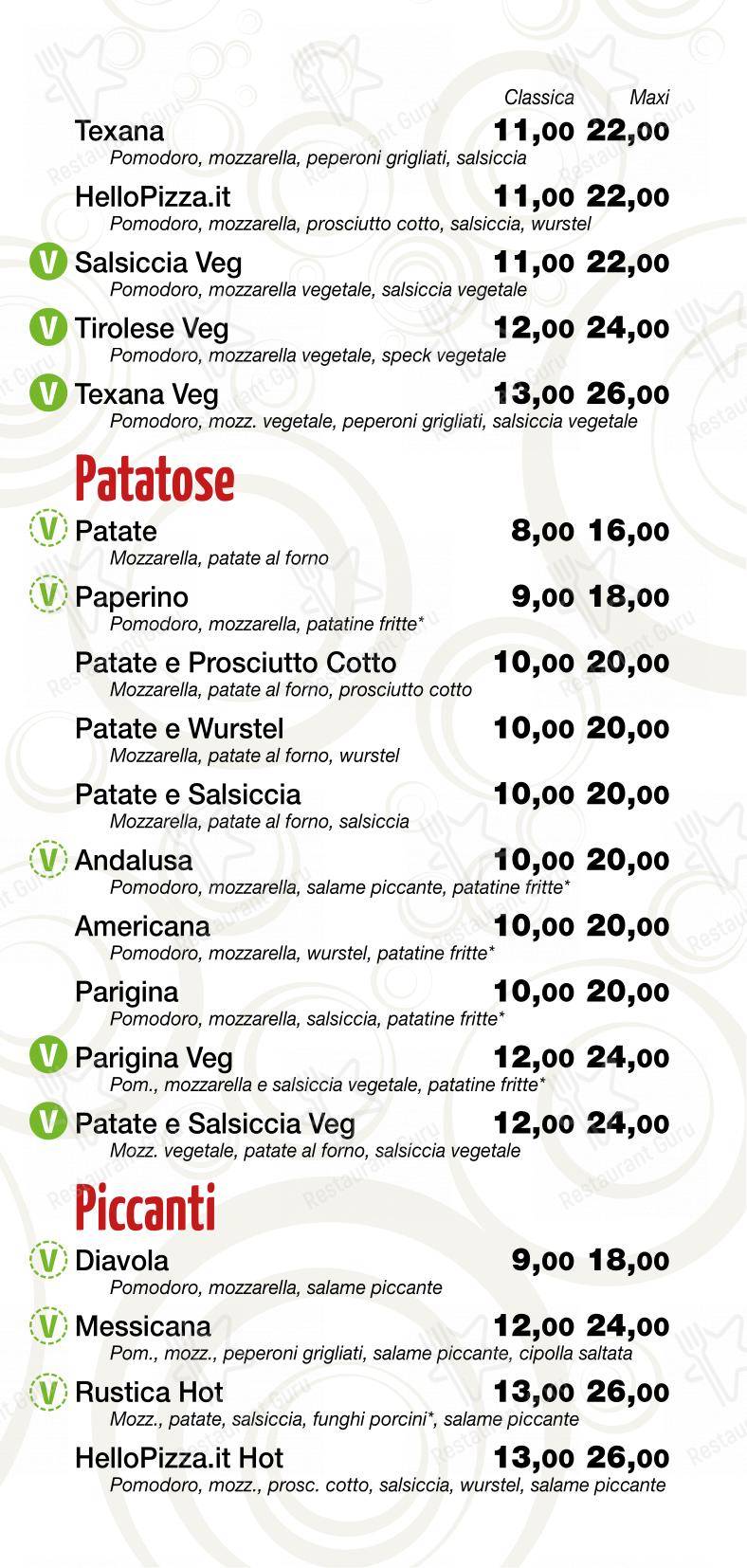 HelloPizza.it in Pescara - Menu