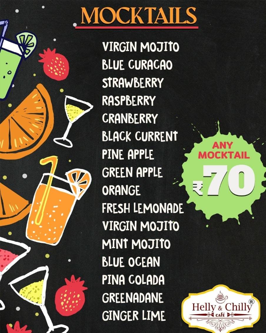Helly & Chilly Cafe menu