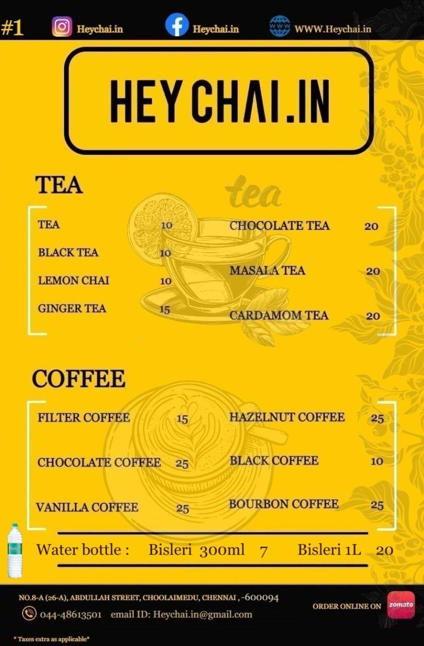 Heychai.in menu