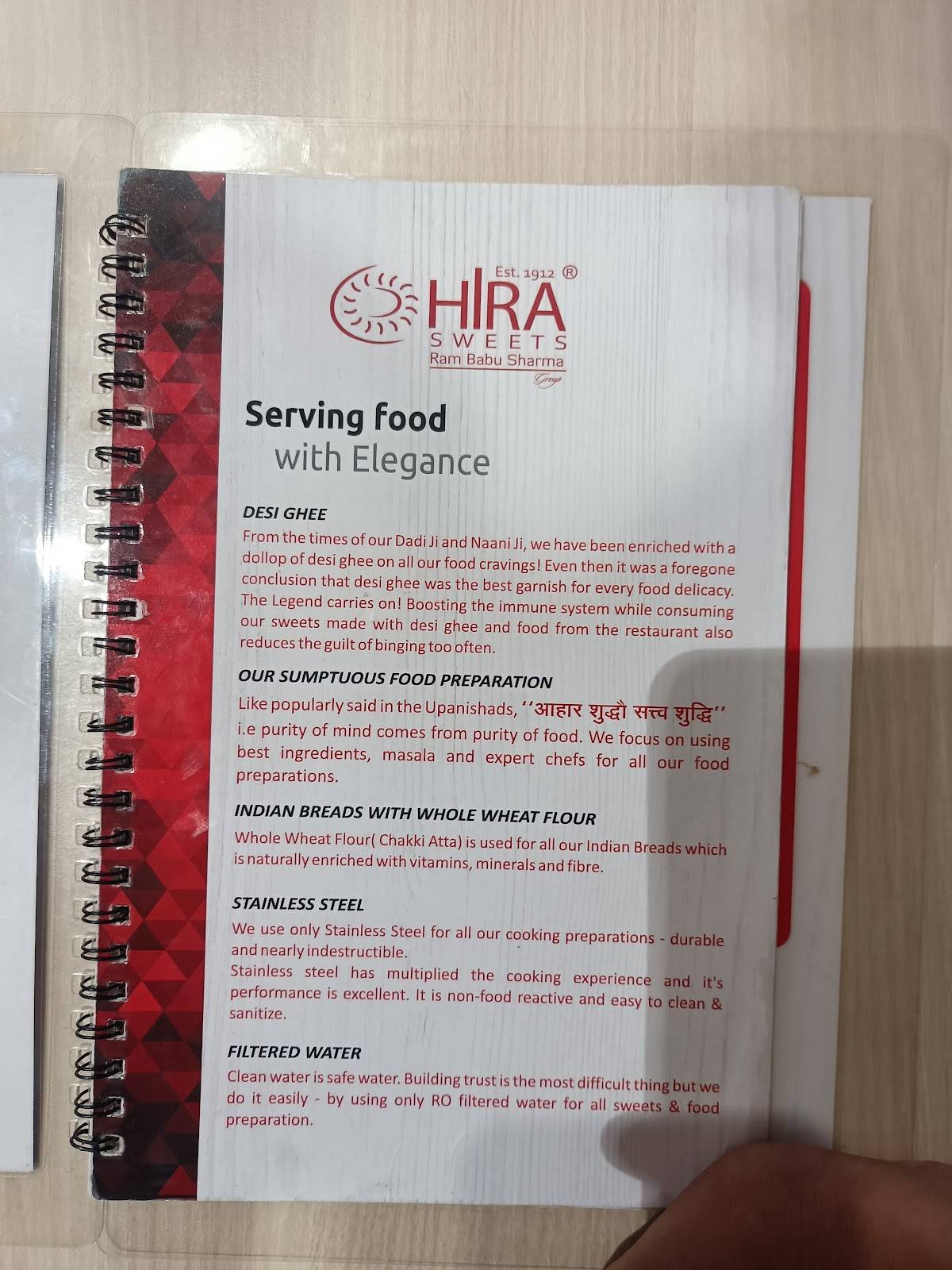Hira Sweets menu
