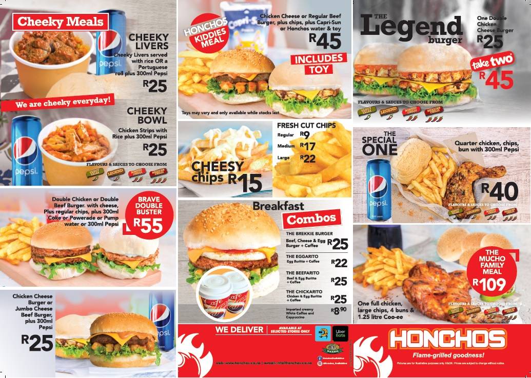 Carta del restaurante Honchos Pretoria Boom Street, Pretoria