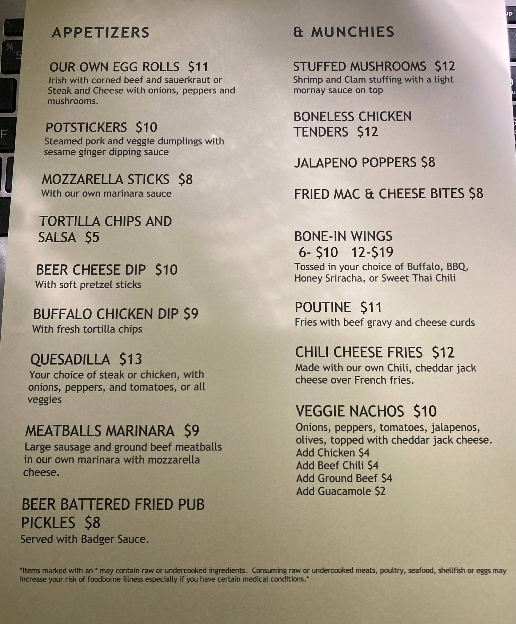 Menu at Honey Badger Bar & Grill, Oxford