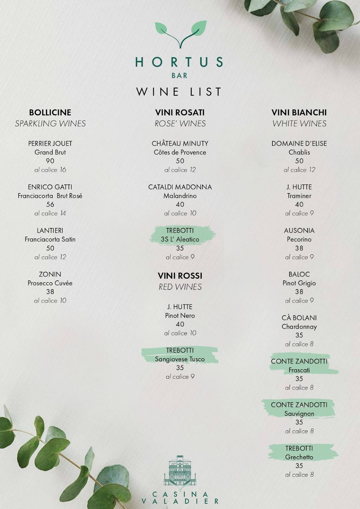 Menu di Hortus Bar 