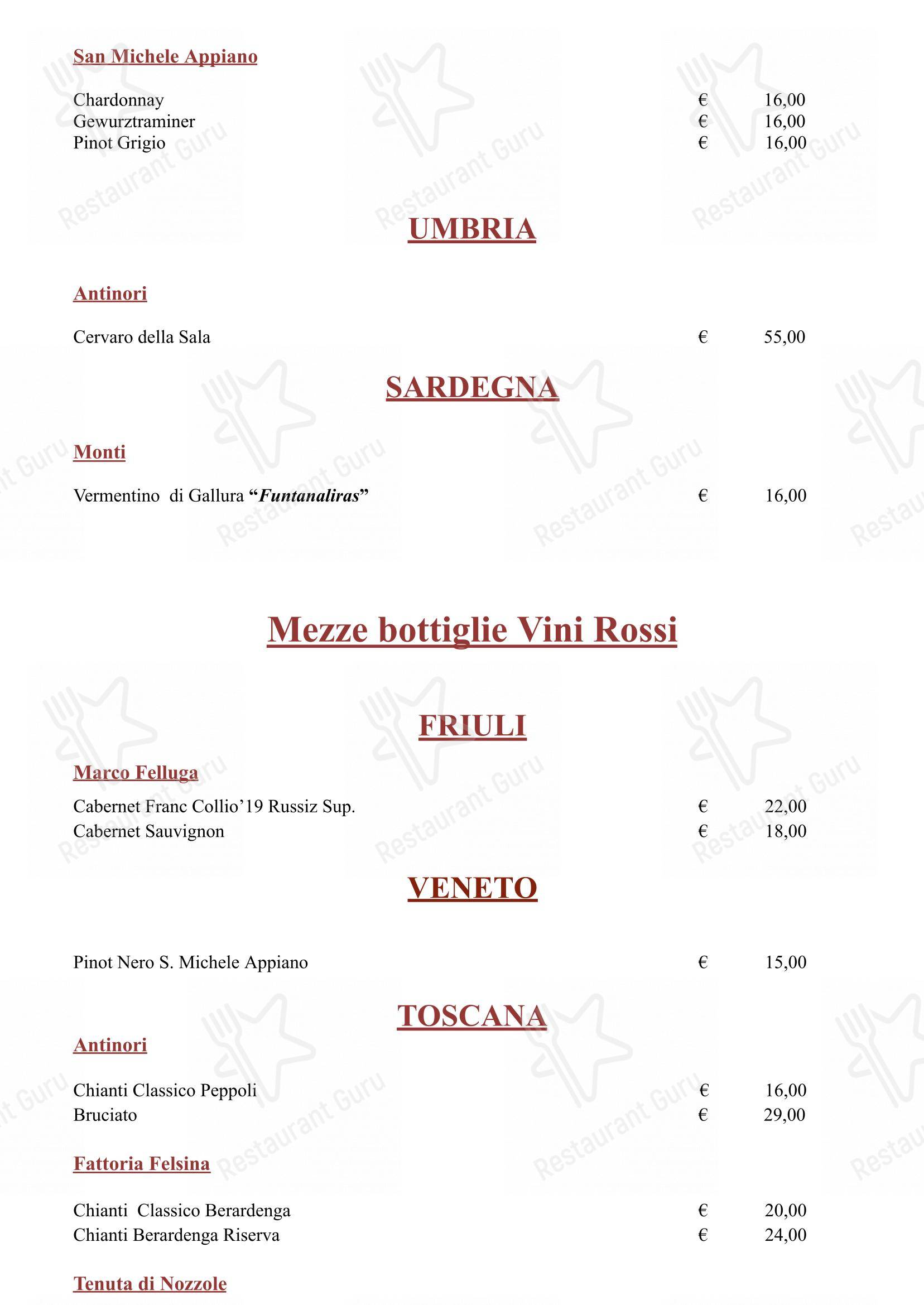 Hostaria Da Cesare Bottega Storica dal 1921 in Roma - Menu