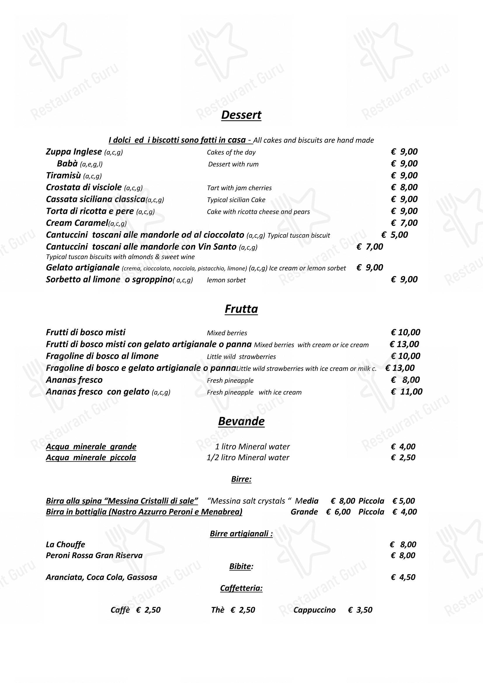 Menu bar per Hostaria Da Cesare Bottega Storica dal 1921 pub & bar