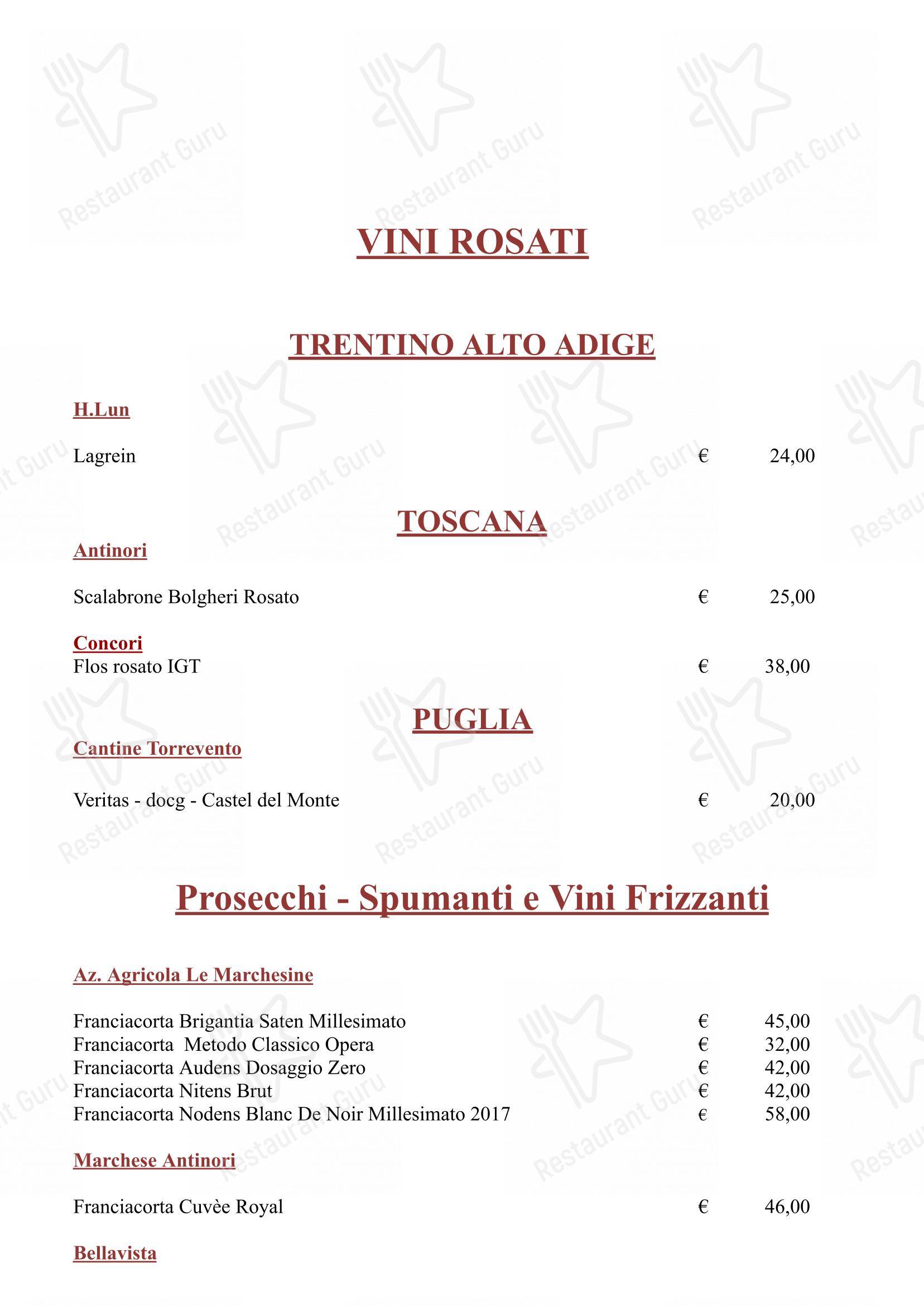 Hostaria Da Cesare Bottega Storica dal 1921 in Roma - Menu