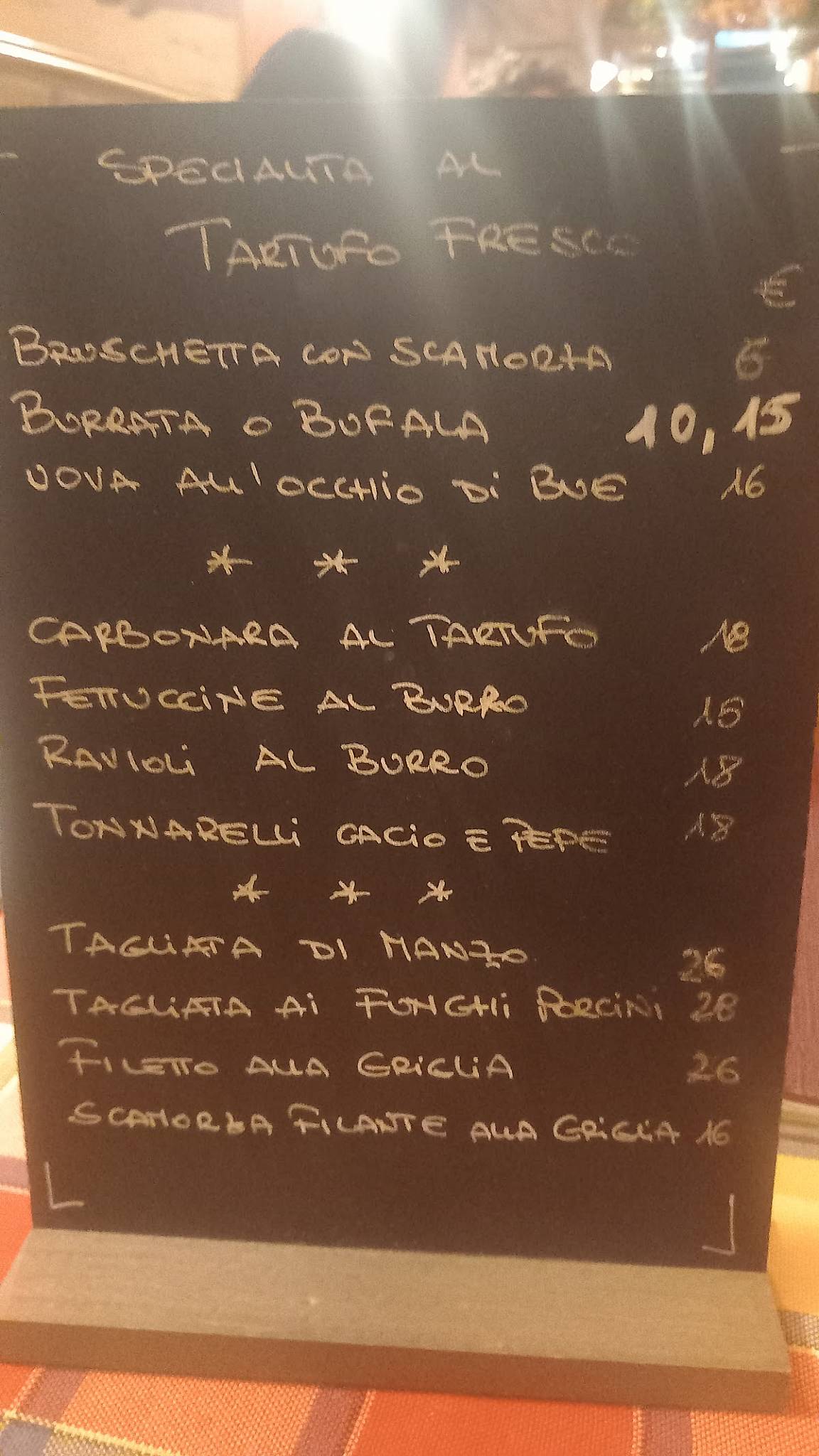 Menu di Hostaria al Boschetto 